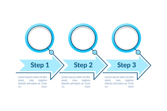 Blue Circles Steps Vector Infographic Graphics