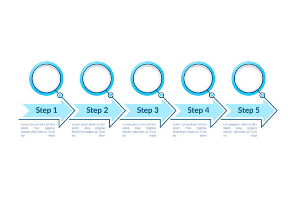 Blue Empty Circles Steps Vector Template