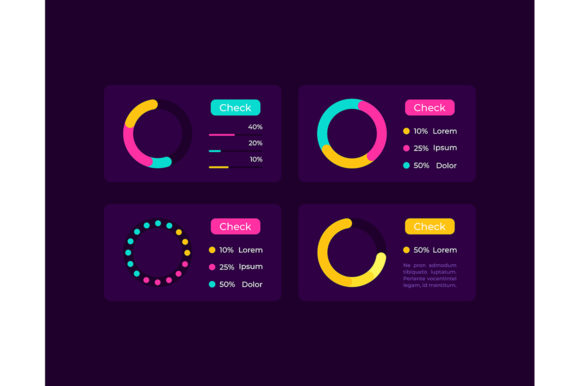 Pie Charts UI Elements Kit: Graphics for Infographics