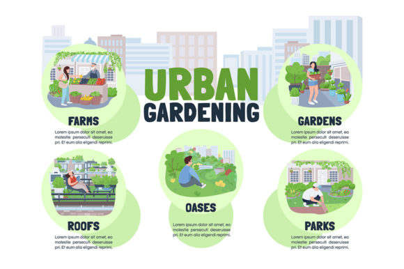 Urban Gardening Flat Color Vector Graphics